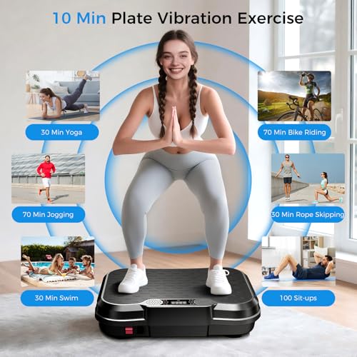 Vibration Plate Exercise Machine - 9 Programs, 250 Speeds - Black