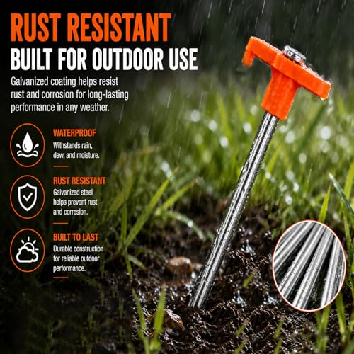Heavy Duty 7.1 Inch Tent Stakes - Rust Resistant Galvanized Steel, 10 Pack