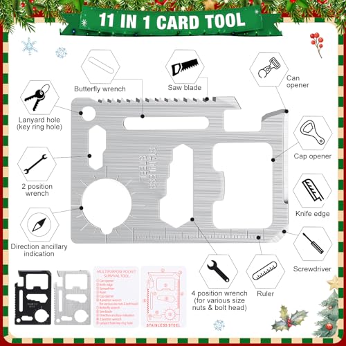 11-in-1 Credit Card Multitool Gift Set with Christmas Cards - 12 Pack