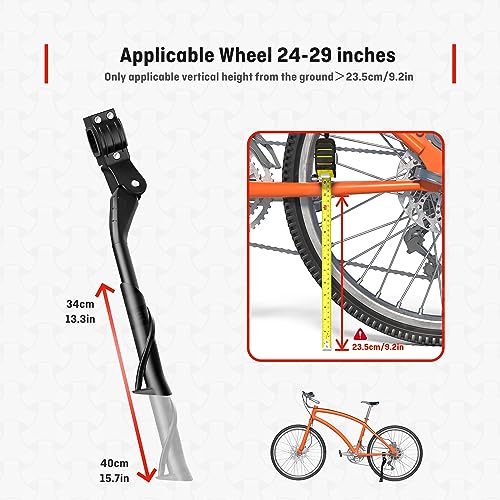 HENMI Bike Kickstand for 26-29 Inch Mountain, Road & E-Bikes - Adjustable Aluminum Stand