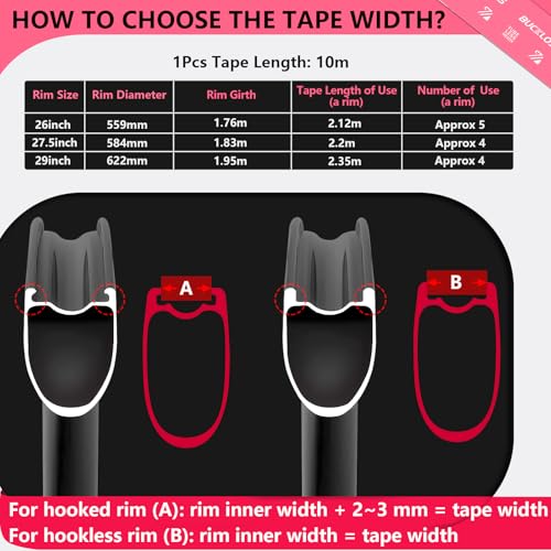Tubeless Bike Rim Tape - 30mm Wide, 10M Length, Strong Adhesive