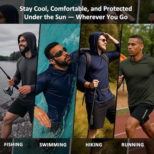 Men's Quick-Dry UPF 50+ Sun Hoodie - Lightweight Fishing Shirt