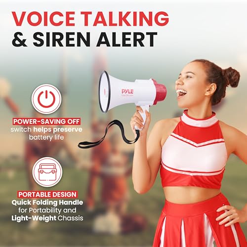 Megaphone Bullhorn with Siren and Voice Recorder - 1700-Yard Range