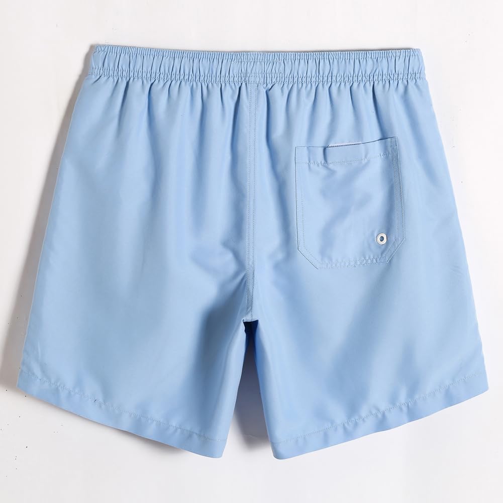 maamgic Mens Swim Trunks Quick Dry Swim Shorts with Mesh Lining Funny Swimwear Bathing Suits 7inch Solid Lake Blue X-Large