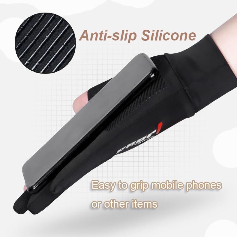 Fingerless Sun Protection Fishing Gloves - Anti-Slip Ice Silk - Black