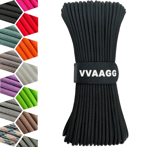 100FT Black Paracord Rope - Heavy Duty Nylon Utility Cord - BL