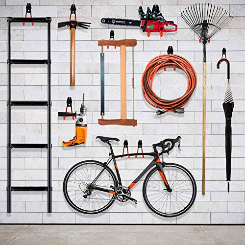 TORACK Garage Hooks Heavy Duty, 15 Pack Wall Mount Steel Utility Hooks&Hangers, Anti-Slip Rubber Coated, Garage Storage Organizer for Garden Tools, Power Tools, Ladders, Brooms, Bikes, Bulk Items