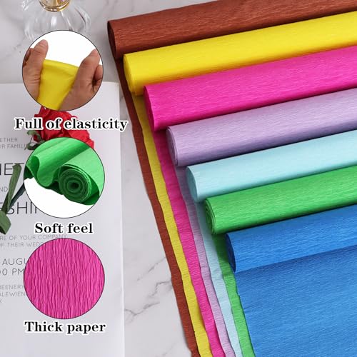 Sky Blue Crepe Paper Roll - 2 Rolls, 9.8" x 8ft for Crafts