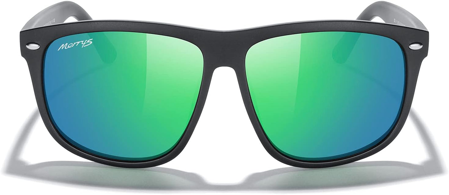 MERRY'S Men's Oversized Square Polarized Sunglasses - UV400 Protection for Driving, Fishing & Golfing