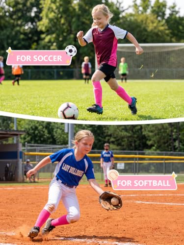 Youth Knee High Soccer Socks for Girls - 2 Pack Neno Green Pink
