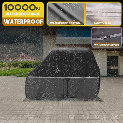 Heavy Duty Golf Cart Cover - Waterproof, Windproof for 2+2/4 Passengers - Black Gray