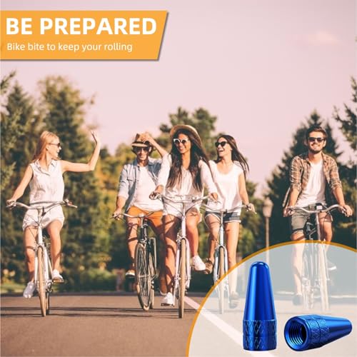 Aluminum Presta Valve Caps for Bicycles - Blue (2 Pack)