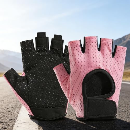 Fingerless Workout Gloves for Women - Pink, Excellent Grip