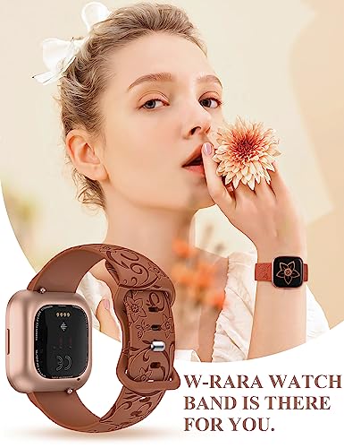 Floral Engraved Silicone Watch Band for Versa - Brown