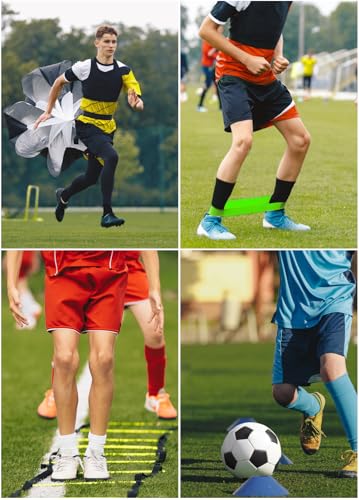 Speed Agility Training Equipment Set - 20ft Ladder, Parachute, Bands & Cones - Warm Yellow