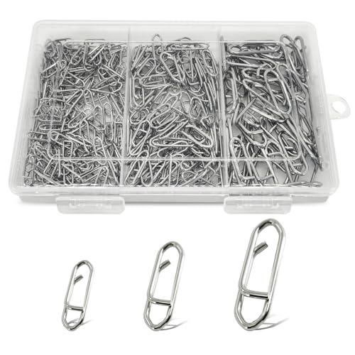200Pcs Fishing Snap Clips - Assorted Sizes for Quick Lure Changes