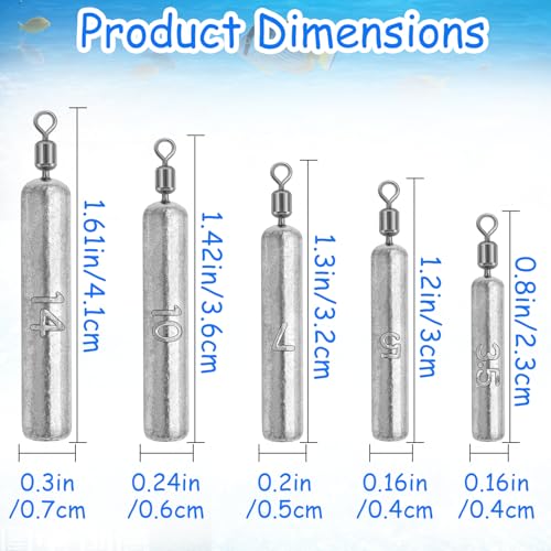 Fishing Weights Sinkers Kit - 25pcs Assorted Drop Shot Weights