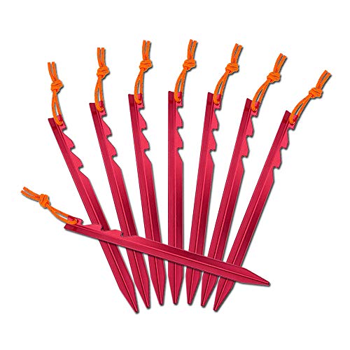 7075 Aluminum Tent Stakes 15-Pack - Ultralight Tri-Beam Pegs with Reflective Cord