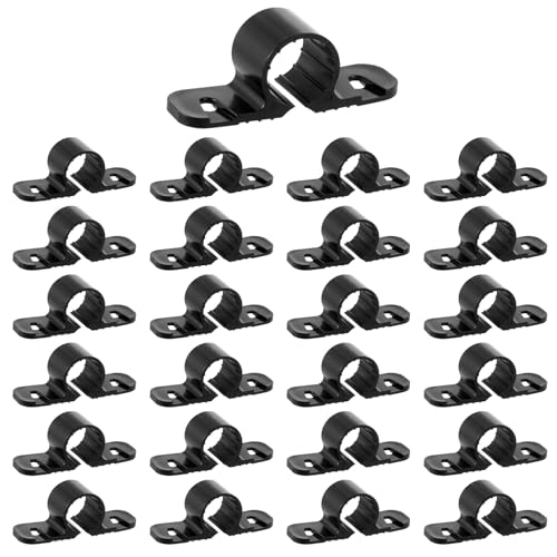 25 Pack 1/2 Inch Pipe Supports Suspension Clamp Pipe 2 Hole Mount Pipes Clamps PVC Pipes Strap Clips Conduit Strap Clamps Cushioned Heavy Duty Conduit Clips for PEX, Copper, CPVC