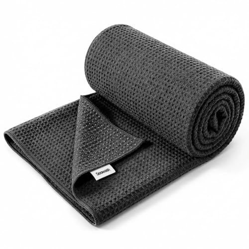 SOOWASH Hot Yoga Mat Towel, Non-Slip Microfiber 26.5x72in (Carbon Black)