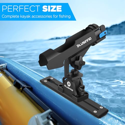 PLUSINNO 2-in-1 Kayak & Boat Fishing Rod Holder with Track - 2 Pack