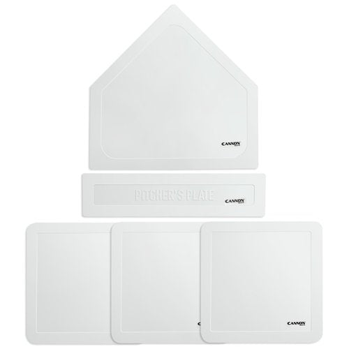 Cannon Sports Throwdown Base Set - 5pc Durable Rubber Home Plate, Pitcher's Mound & 3 Bases – Indoor Outdoor Base Set Perfect for Baseball, Softball, Kickball, Backyard Practice (White)