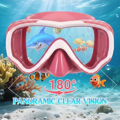 Flutesan Kids Swim Goggles with Nose Cover - Emerald Green / Brick Red (2 Pcs)
