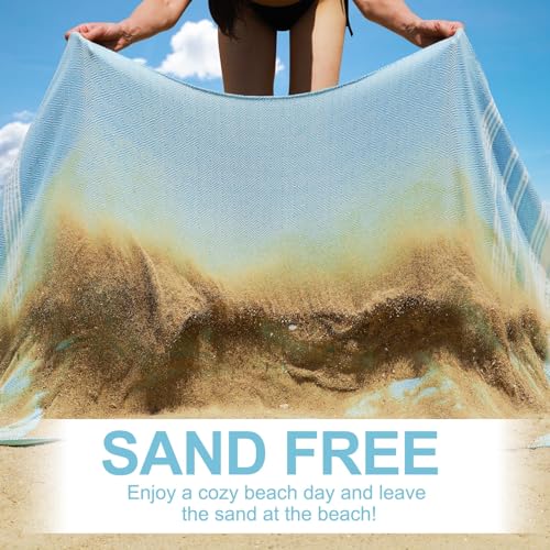 Genovega Oversized Turkish Beach Towels 74"x38" Thin Quick Dry Sand
