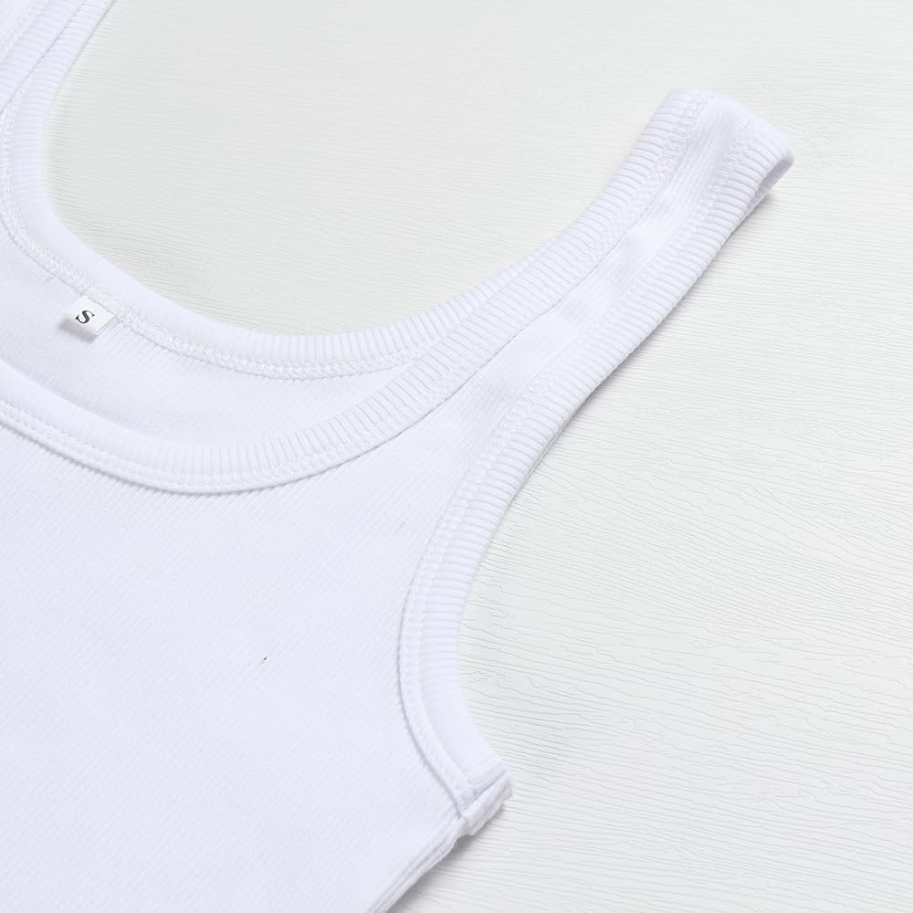 Artfish Women's Fitted Scoop Neck Sleeveless Knit Crop Tank Top - Casual Style for Everyday Wear