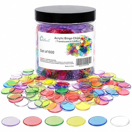 600 Counting Chips - 3/4 Inch in 6 Vibrant Colors for Learning