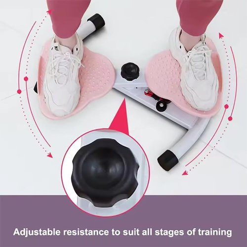 Waist Twister Machine, Pilates Twister with Digital Display, Adjustable Exercise Twist Board for Women Men, Home Noiseless Abs Waist Training Exercise Equipment with Resistance Bands,Pink