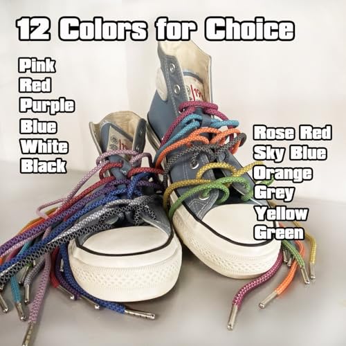 Reflective Round Shoe Laces for Sneakers - Orange, 31 Inch