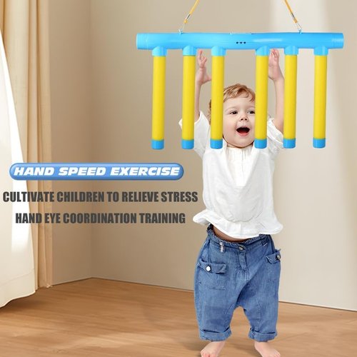 **Reaction Time Training Toy - Hand-Eye Coordination Drop Stick Game | Adjustable Speed Remote Control (Blue)**