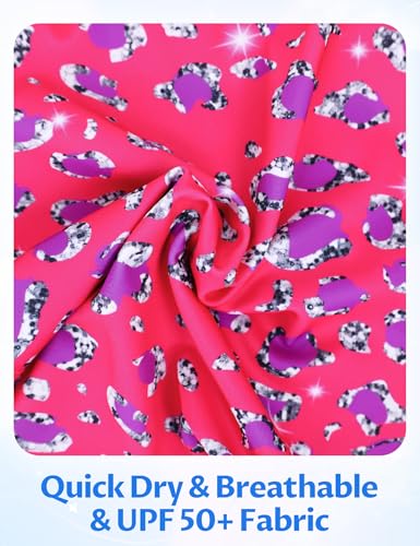 Girls 2 Piece Bathing Suit with Briefs - UPF 50+ Sun Protection, 3-4T Rose Purple