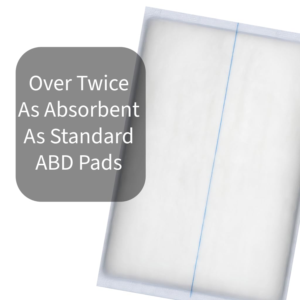 Vakly Extra Absorbent ABD Combine Abdominal Pads 5x9 Inches Ultra High Absorbency Sterile Individually Wrapped 5''x9'' First Aid Non-Adherent Post-Op Gauze - Heavy-Draining, Trauma Wound Dressing (50)