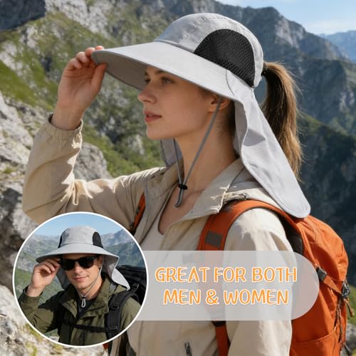 UPF 50+ Sun Hat with Neck Flap for Men & Women - Lightweight, Water Resistant, Breathable