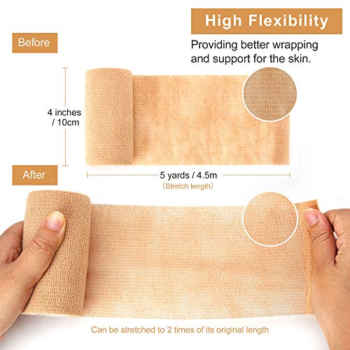 Self-Adhesive Cohesive Bandage Tape 4 Inch 12 Rolls – Medical Wrap for Humans & Pets