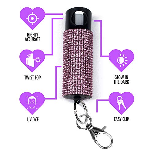 Guard Dog Security Bling it On Pepper Spray Keychain with Safety Twist Top Mini and Easy Carry Lightweight and Fashionable Maximum Police Strength OC Spray 16 Feet Range 0.5 fl oz