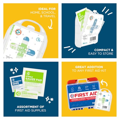 Compact 16-Piece First Aid Kit for Home, Travel, and Outdoor Emergencies