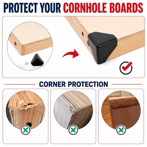 9 Pack Cornhole Board Corner Guards - Black PP Protector