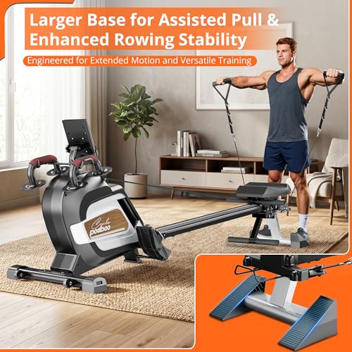 Foldable Magnetic Rowing Machine for Home - Wood Finish