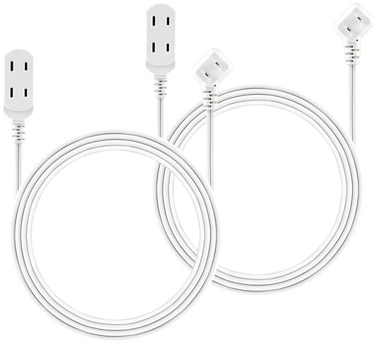 Philips 2-Pack Indoor Extension Cord Power Strip 6 ft, Flat Plug with Multiple Outlets, 2 Prong, White, ETL Listed, SPS3535W/37