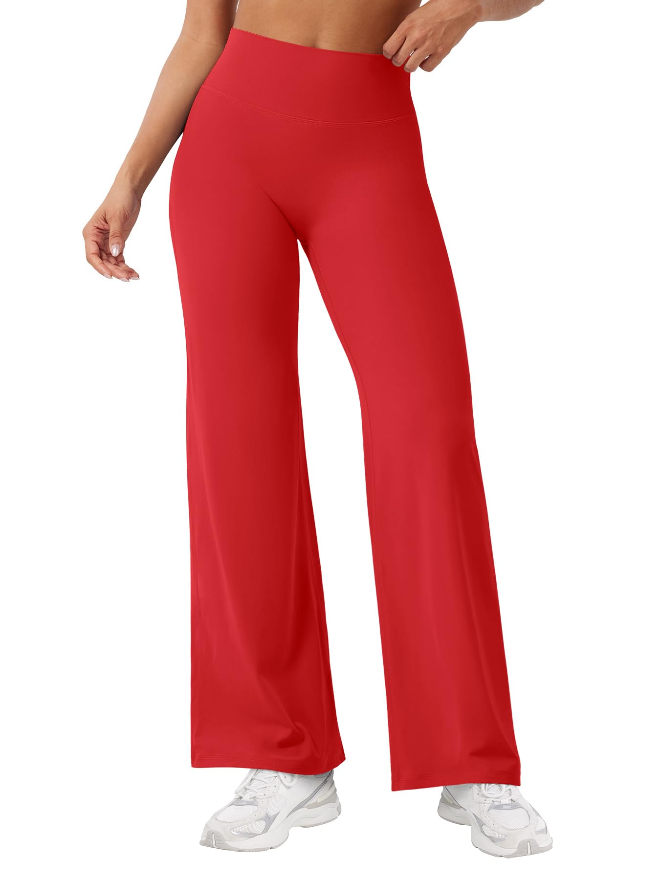 YEOREO Workout Leggings Womens No Front Seam Straight Leggings 29" High Waist Buttery Eddiy Gym Yoga Pants Red XS