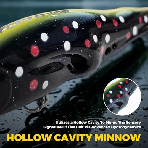 Topwater Fishing Lure - 3 8/9in Hard Swimbait with Hollow Cavity - Salar