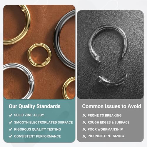20pcs Zinc Alloy Round Carabiner Clips - Gray, 1/2 Inch