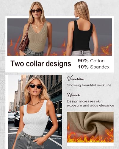 3 Pack Women's Reversible Thermal Tank Tops - Versatile Layering