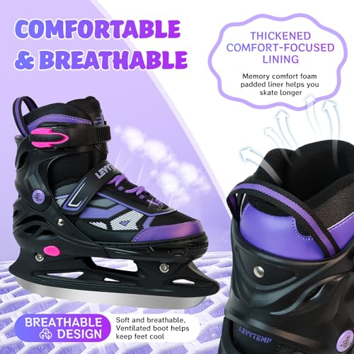 Adjustable Ice Skates for Kids - Large Purple (US 6Y-8.5Y)