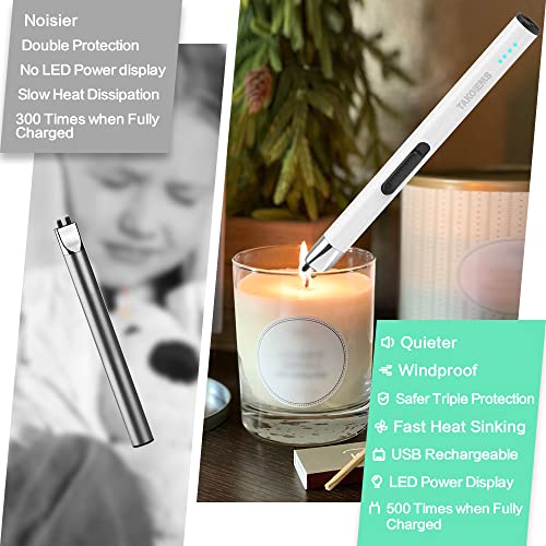Electric Candle Lighter with LED Display - Cream White