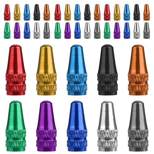 40 Pcs Colorful Presta Valve Stem Caps - Aluminum Bike Tire Caps
