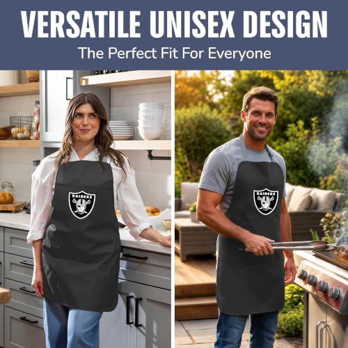 NFL Las Vegas Raiders Cooking Apron - Black, Adjustable Straps & Pockets